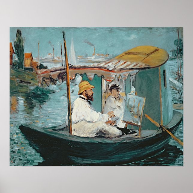 Poster Manet | Monet no seu Estúdio Flutuante, 1874 (Frente)