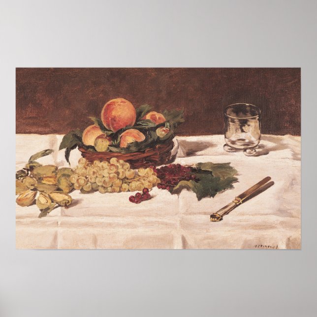 Poster Manet | Vida estática: Fruta numa Mesa, 1864 (Frente)