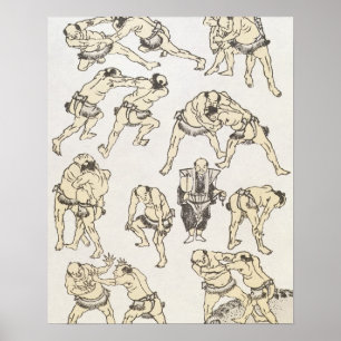 Póster Manga: estudos dos gestos e posturas do wrestle