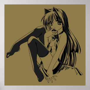 Poster Manga, Neko Catgirl Furry Kawaii Loli