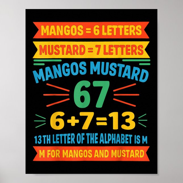 Poster Mangos Mustard 67 Tee Funny Alphabet Code M Meme F (Frente)