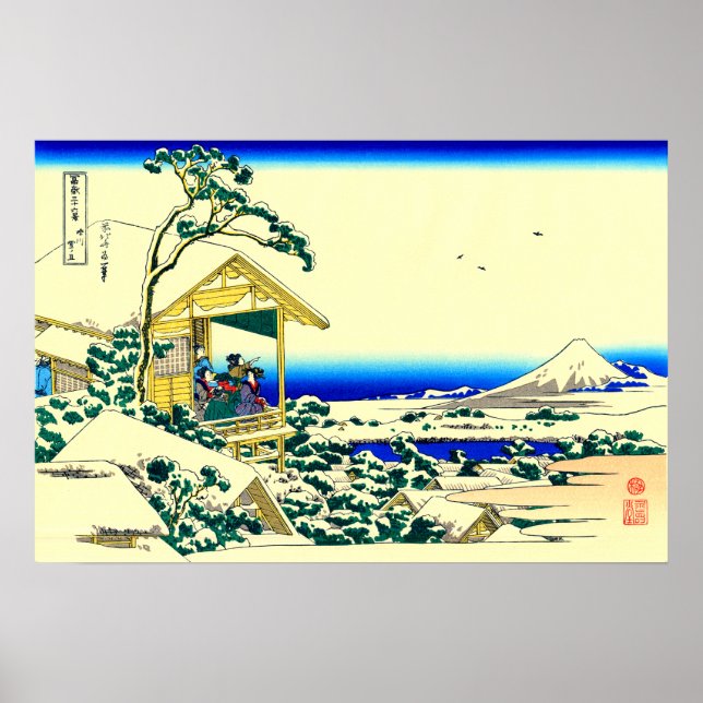 Poster Manhã após uma queda de neve em Koishikawa Hokusai (Frente)