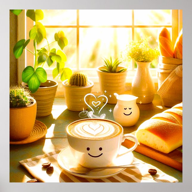 Poster Manhã de Cappuccino pacífica e encantadora (Frente)