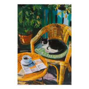 Póster Manhã de Domingo Preguiçosa   Pintura para gatos e