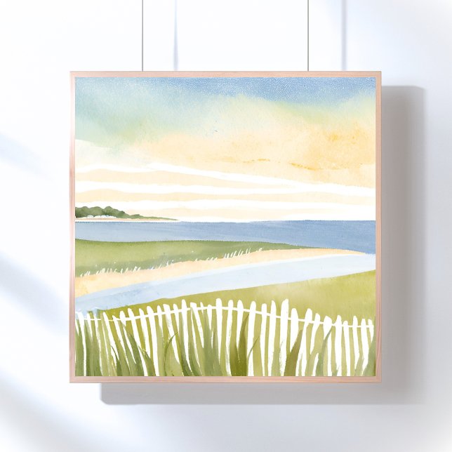Poster Manhã em Chatham | Pintura em Aquarela de Cape Cod (Criador carregado)