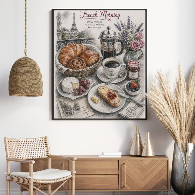 Poster Manhã Francesa em Paris Café da Manhã (Criador carregado)