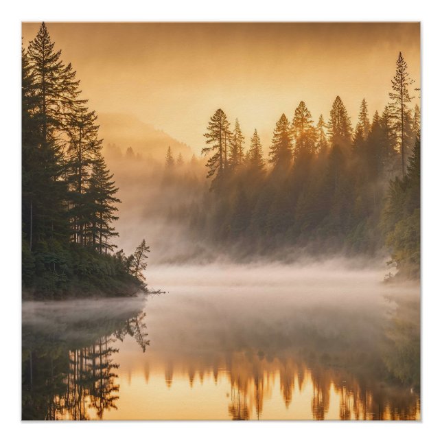 Póster Manhã Mist no rio Pines (Frente)