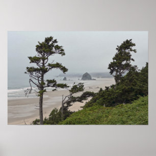 Poster Manhã Nebulosa na Cannon Beach, Oregon