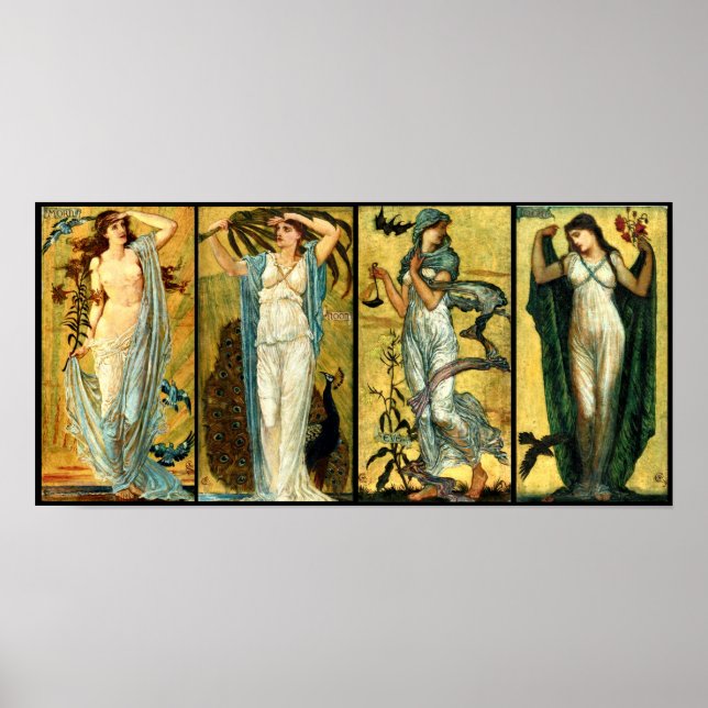 Poster Manhã, Noon, Noite, Noite de Walter Crane 1891 (Frente)