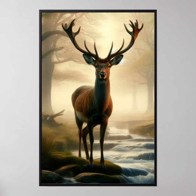 Poster Manhã Silenciosa na Floresta com Quadro Opcional (Frente)