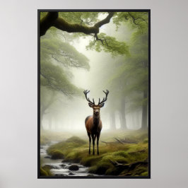 Poster Manhã Silenciosa na Floresta com Quadro Opcional
