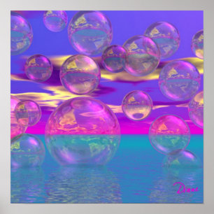 Poster Manhã Tropical - Paraíso Magenta e Turquesa