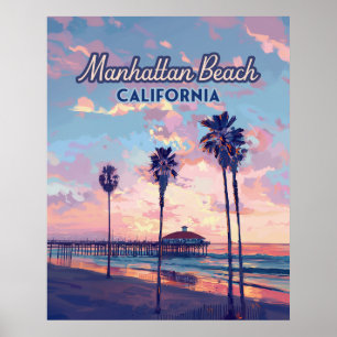 Poster Manhattan Beach California Los Angeles Retro