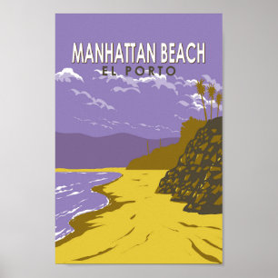 Poster Manhattan Beach California Viagem Art Vintage