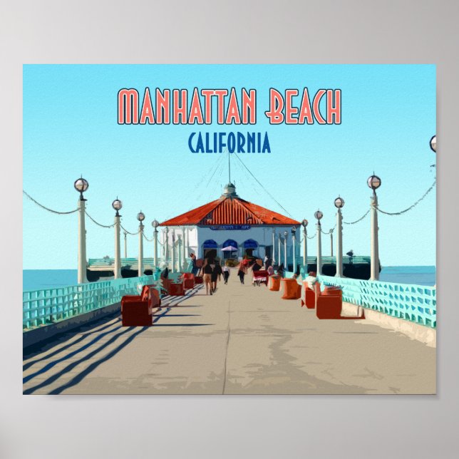 Poster Manhattan Beach Pier Los Angeles Califórnia (Frente)