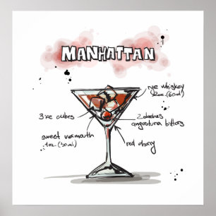 Póster Manhattan Drink Recipiente Design
