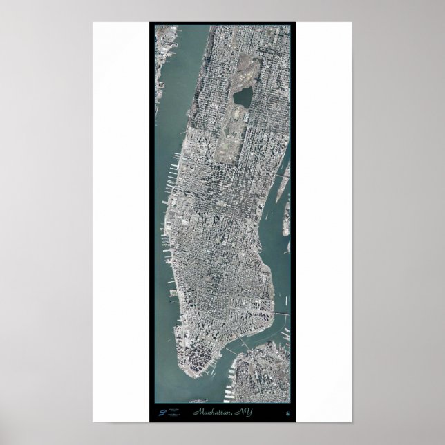 Póster Manhattan, Nova Iorque (NY) do posto de satélites  (Frente)