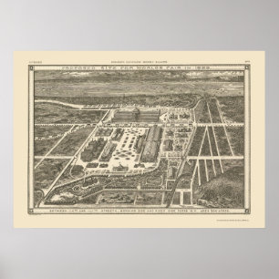 Póster Manhattan, NY Panorâmica Map - 1883