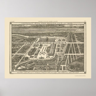 Póster Manhattan, NY Panorâmica Map - 1883