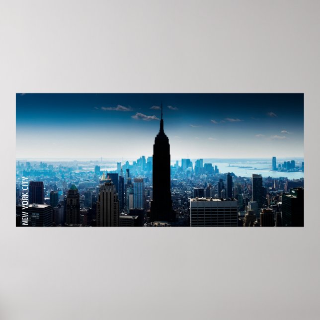 Póster Manhattan Panorama com Empire State Building (Frente)