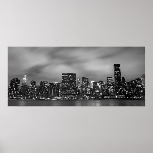 Póster Manhattan Skyline à noite (Frente)