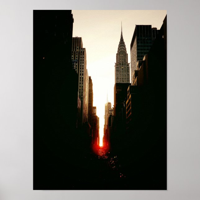 Póster Manhattanhenge e Chrysler Building, Pequeno (Frente)