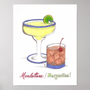 Póster Manhattans & Margaritas   customizável