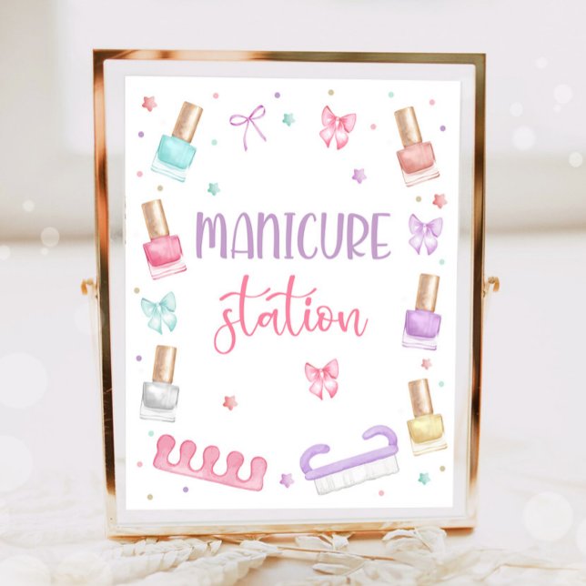 Poster Manicure Station Mani-Pedi Party Pedicure Spa Girl (Criador carregado)