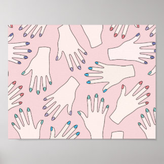 Poster Manicured Hands Nail Studio Pink Pastel Padrão