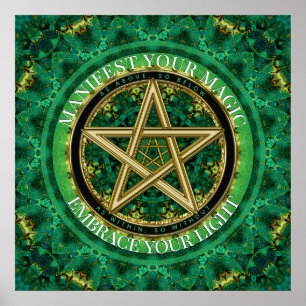Poster Manifeste Sua Natureza de Pentáculo Dourado Mágico