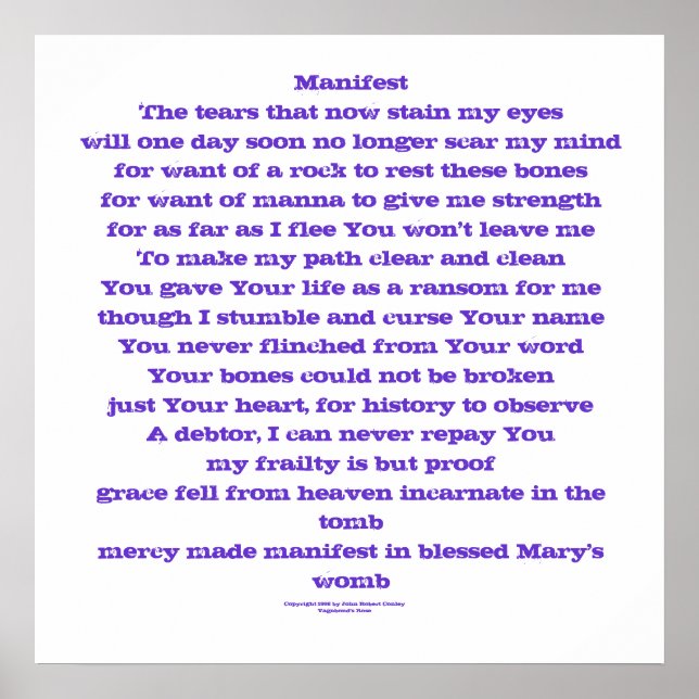 Póster Manifesto (uma oração) (Frente)