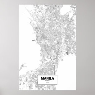 Póster Manila, Filipinas (preto no branco)