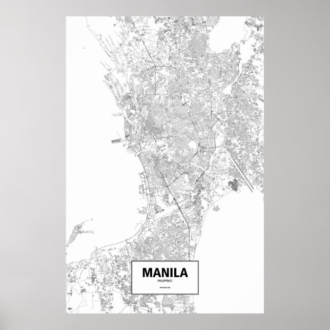 Póster Manila, Filipinas (preto no branco) (Frente)