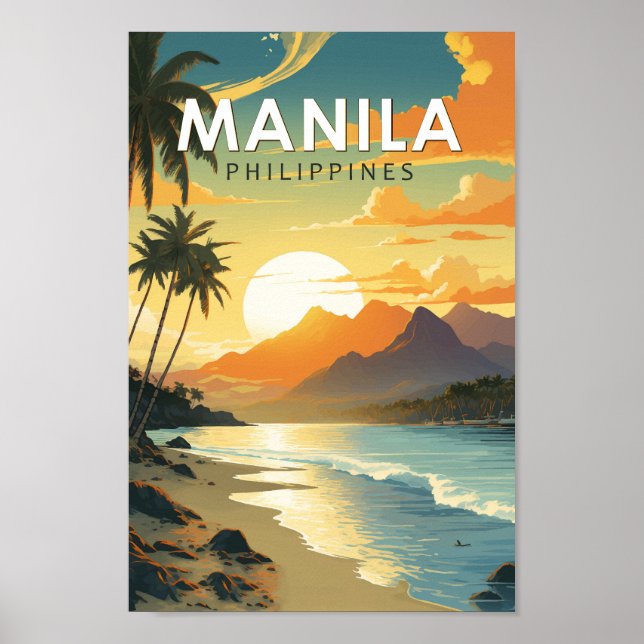 Poster Manila Filipinas Viagem Art Vintage (Frente)