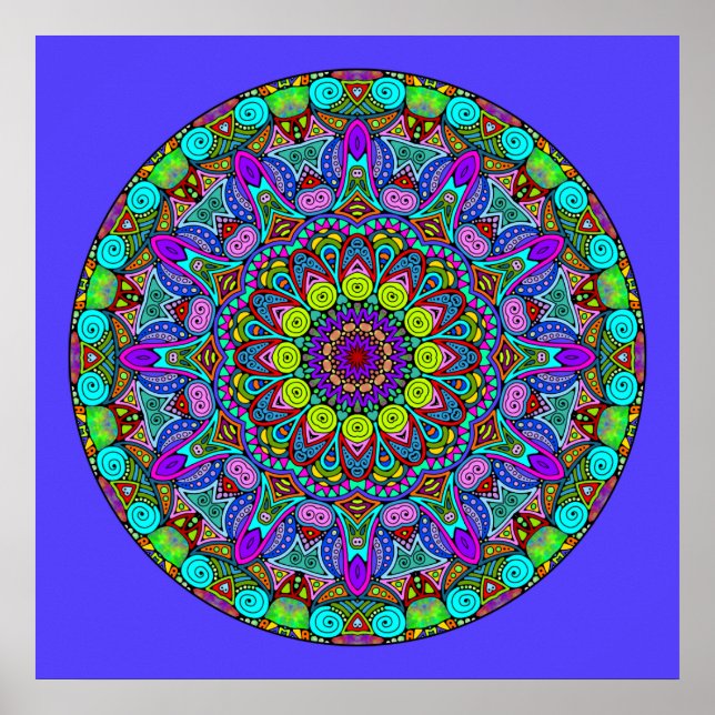 Poster Manipular a pintura Mandala Relógio Face 4 (Frente)