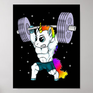 Poster Manly Unicorn Bodybuilding Muscle Funny Workout Gy