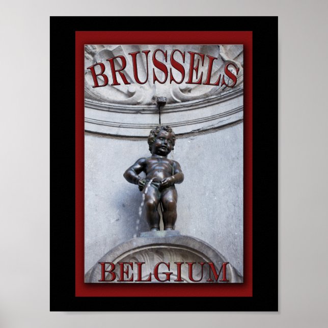 Póster Mannekin Pis em Bruxelas (Frente)