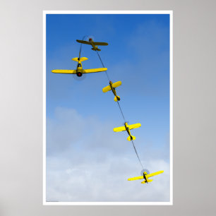 Poster Manobra aeróbica Chandelle com avião amarelo