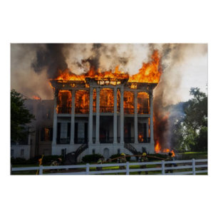 Póster Mansão de Antebellum Incêndio erupta o recurso d