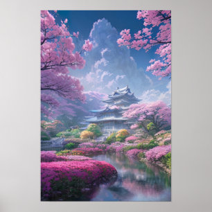 Poster Mansão em um Jardim de Flores