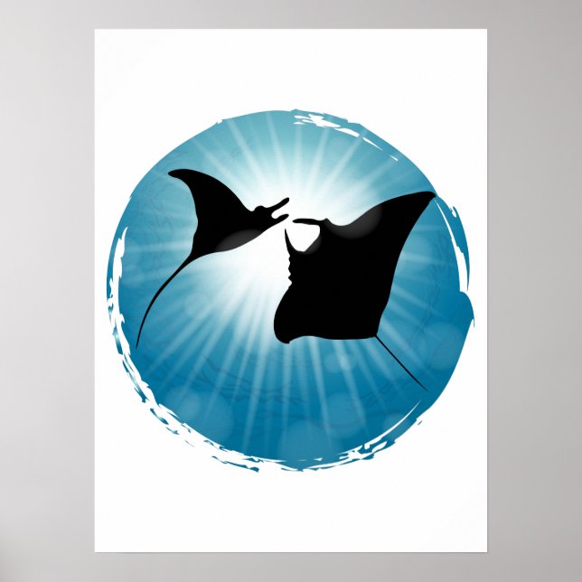 Poster Manta Ray Underwater Aquatic Life (Frente)