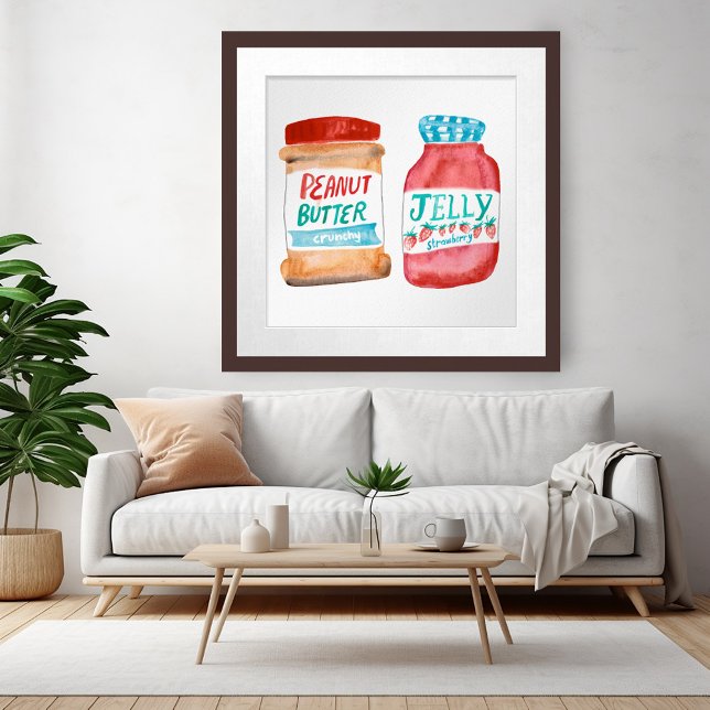 Poster Manteiga de amendoim e geleia (Peanut Butter & Jelly Watercolor Art Poster
)