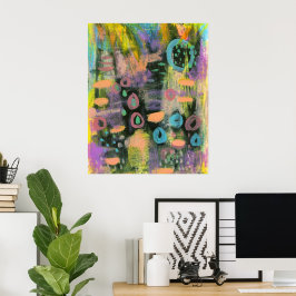 Poster Mantendo a Fé 1 Pintura Abstrata Flores