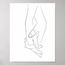 Poster Mantendo Mãos Mínima Arte em Linha Simples Trendên