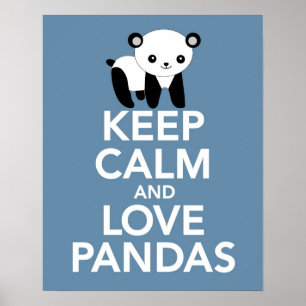 Poster Mantenha a calma e as pandas do amor imprimem ou