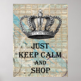 Póster Mantenha a Calma e Compre Arte Vintage Grunge Abst