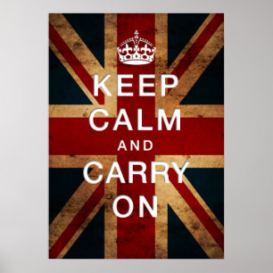 Póster "Mantenha a calma e continue" em Union Jack