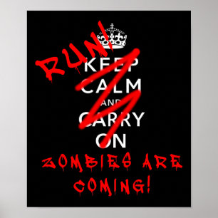Poster Mantenha a Calma e Continue Zumbis Cartaz Divertid