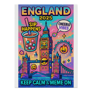 Póster Mantenha a calma e meme ligada" - Londres no estil