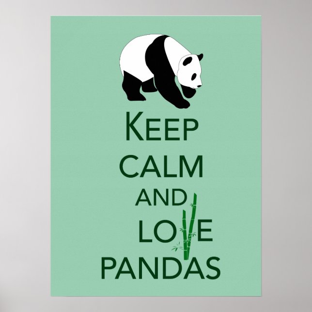 Póster Mantenha a calma e o amor Pandas Fine Art Impressã (Frente)